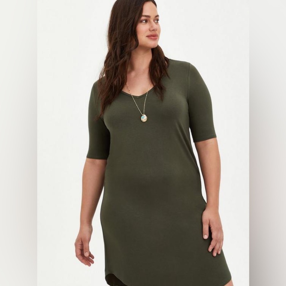 NEW Torrid Mini Super Soft Tee Shirt Dress in Green 4 4X 26 - Picture 3 of 5